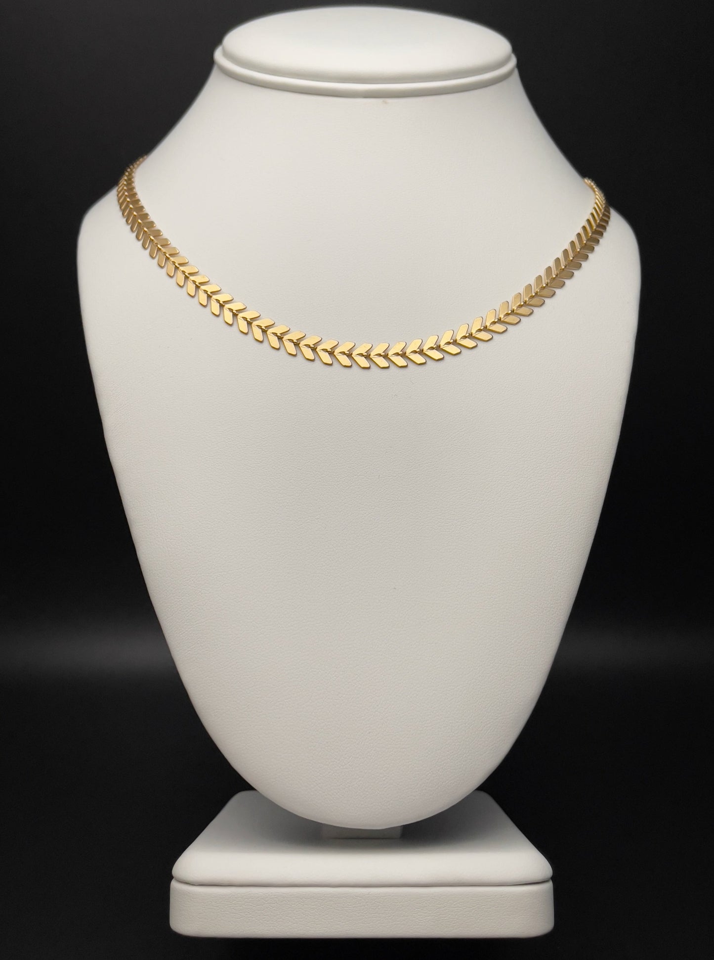 Image of necklace. Chain length can be customized. Chain Type: Matte chevron Chain Thickness: 6.5 mm Clasp: Lobster Chain: Gold-plated