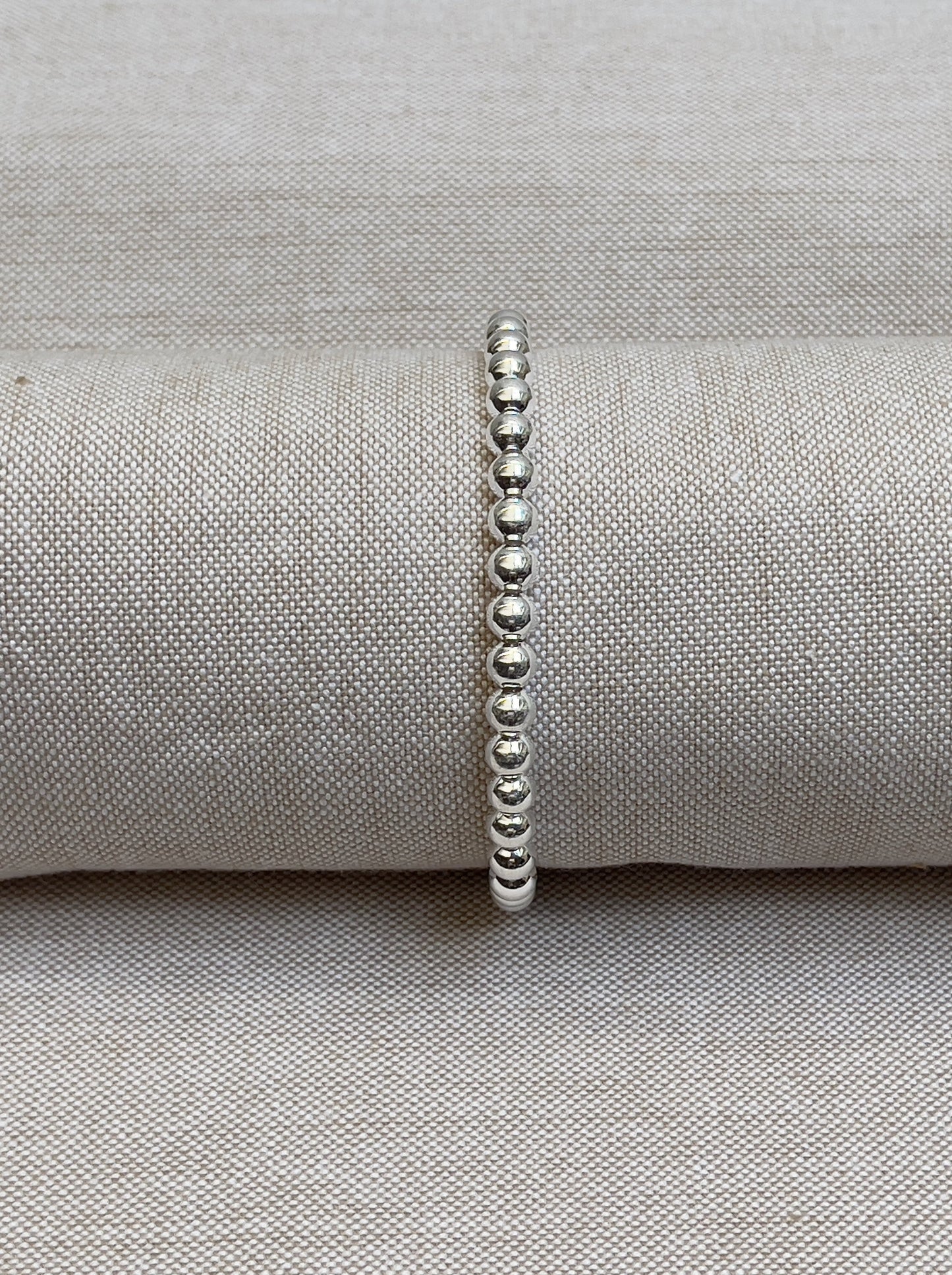 Image of bracelet made with sterling silver beads.  