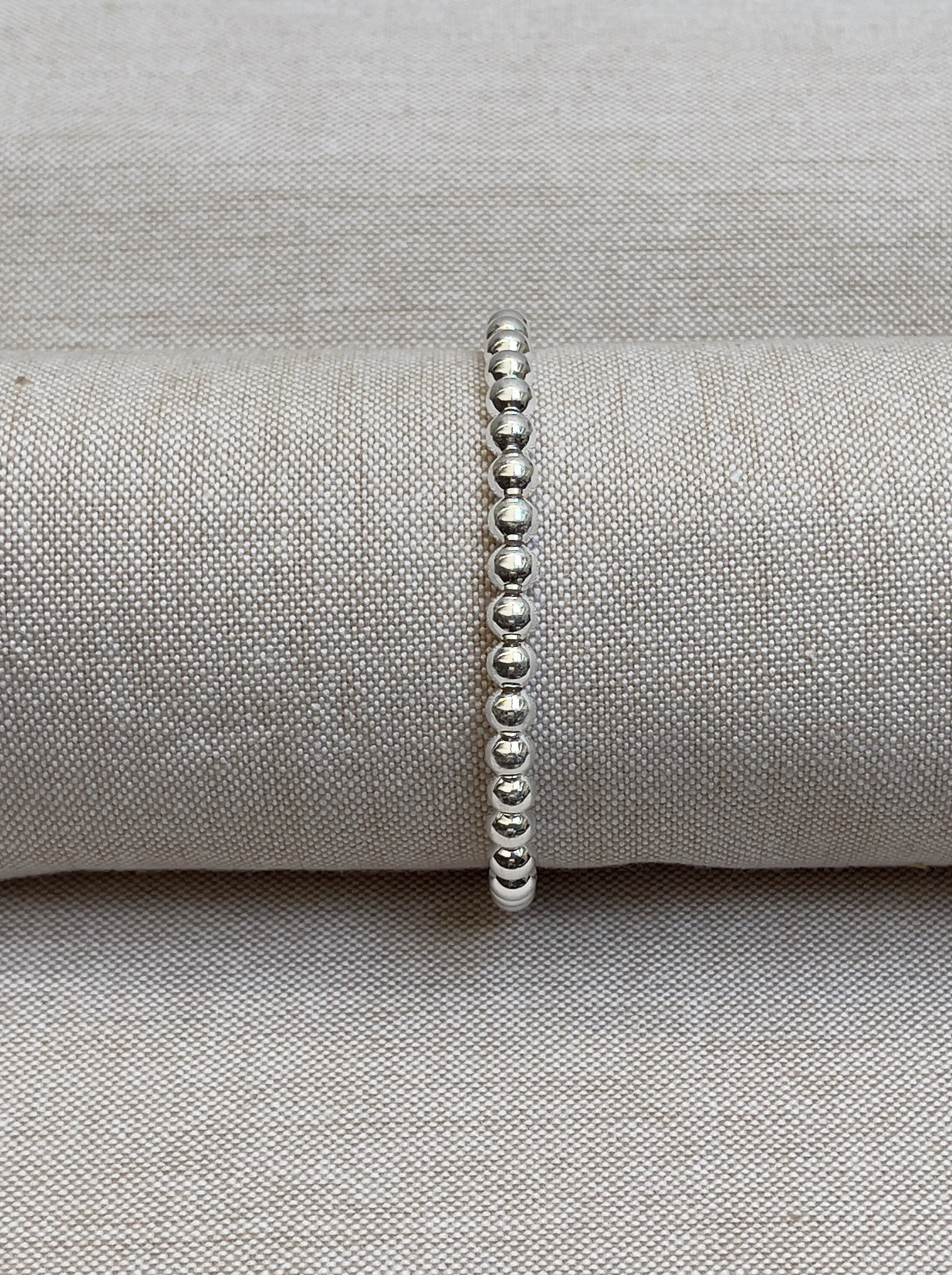 Image of bracelet made with sterling silver beads.  