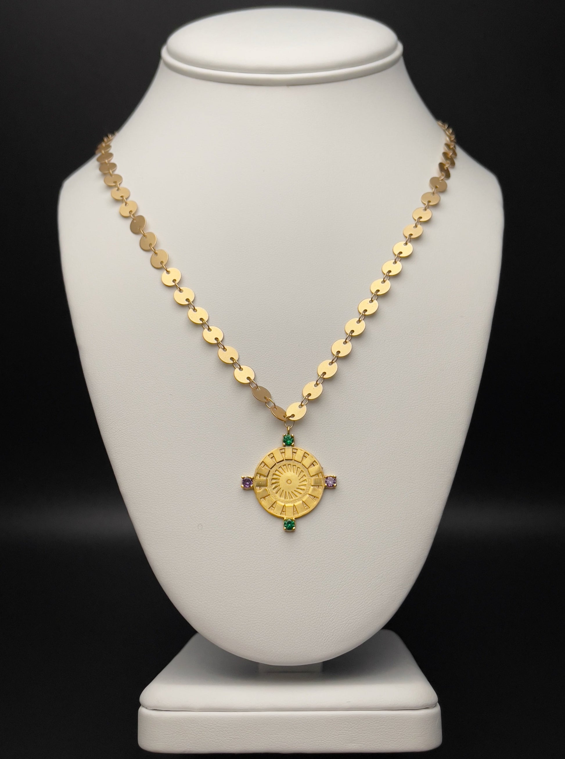 Tiny Sun Necklace 18K Gold Plate / 16 -17- 18 Inches