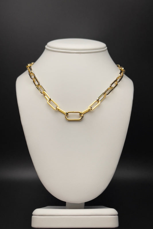Image of necklace made with paperclip chain.  